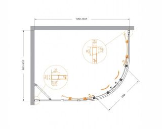 Душевой уголок CEZARES MOLVENO-RH-2-120/90-C-BORO-IV